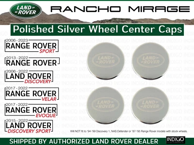 Land Range Rover Polished Silver Wheel Center Caps Genuine LR094546 - Image 1 of 3