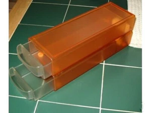 NEW 2 ORANGE TUPPERWARE DRAWER FRIDGE OR COUNTER ORGANIZER STACK 12" x 4 x 2-1/2 - Picture 1 of 11