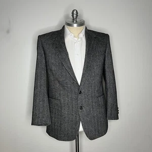 Blazer Abrigo Deportivo Personalizado Tweed Para Hombre 43R Gris 2 Botones Lana Espiga - Imagen 1 de 11