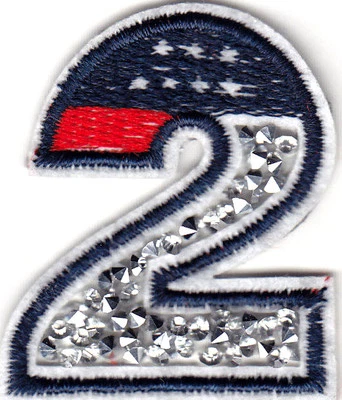 NUMBER 2 CRUSHED CRYSTAL Iron On Patch Trim Accent Numbers - Image 1 of 2