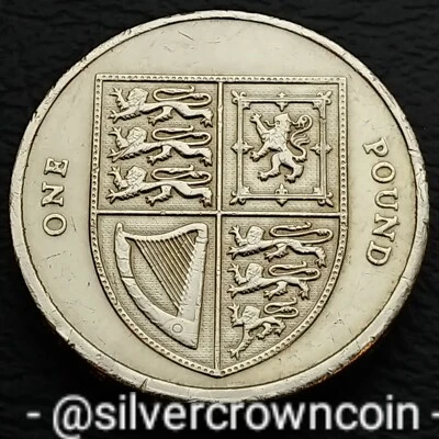 Great Britain 🇬🇧 UK 1 Pound 2008. One Dollar coin. Shield. Elizabeth ll.  - Image 1 of 4