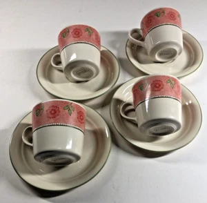 CORELLE CUPS & SAUCERS 4 Sets HEIRLOOM BLOOM Pattern Perfect Condition - Picture 1 of 20