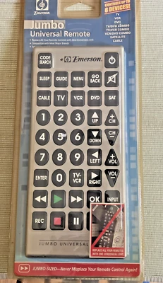 Emerson Jumbo Universal Remote Control 8 Devices New Factory Sealed - Image 1 of 2