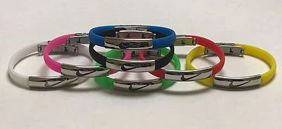 Nike Sport Thin Baller Band Silicone Rubber Bracelet Wristband Cuff Bangle Metal - Image 1 of 4