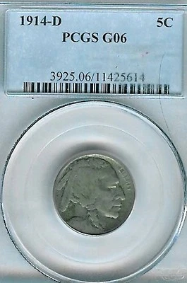 1914-D Buffalo Nickel : PCGS G06 - Image 1 of 2