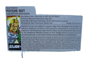 Psyche Out 1987 File Card GI Joe Vintage DC - Picture 1 of 2