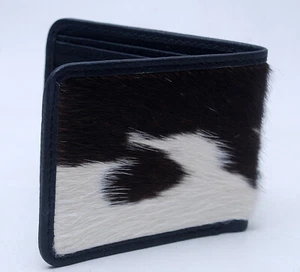 Cow hide Leather Men/Gent Purse Luxury HAIR ON Leather Card Holder Wallet-73 - Picture 1 of 3