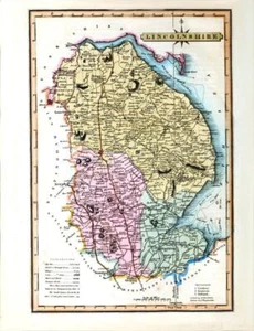 Old English County Map of Lincolnshire Vintage 1819 Reproduction Print A3 A4 - Picture 1 of 4