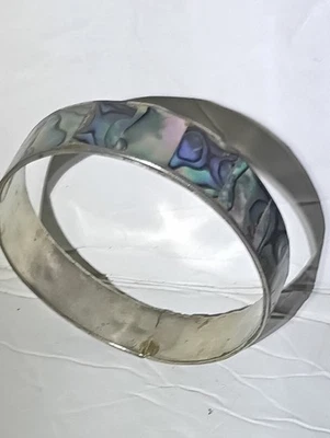 Brazalete brazalete vintage, joyería de 9 pulgadas, abulón con incrustaciones de madreperla. Foto 1 de 4