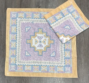 VTG Southwest Tribal BANDANA Scarf Aztec Lot Of 2 Made In USA 90s - Picture 1 of 4