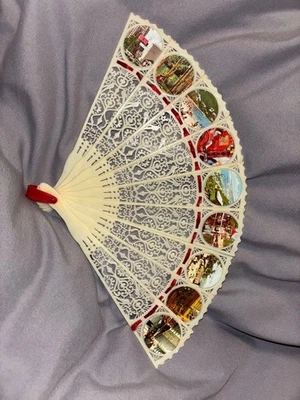 Складной Sensu вентилятор искусства кружева узор пейзаж картина - Изображение 1 из 2