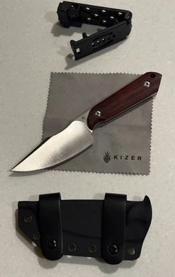 Kizer Harpoon Fixed Blade Knife with NItro-V and Sandalwood Handle (incl Sheath) - Image 1 of 4