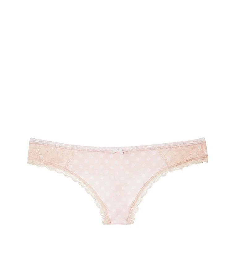 Victoria's Secret Body de Victoria Tanga con Ribete de Encaje Panty Marfil Lunares Foto 1 de 1