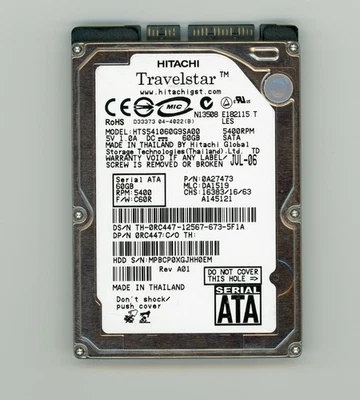 USED: Hitachi HTS541060G9SA00 SCSI Disk Device 60 GB, SATA, 5400 RPM - Image 1 of 4