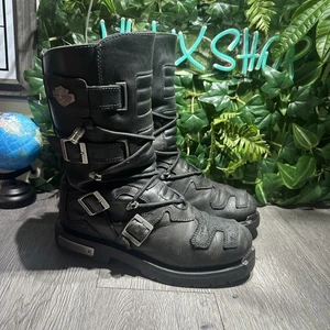 Harley-Davidson Men’s Axel 10-Inch Black Motorcycle Boots D96035 Leather 10 M - Picture 1 of 11