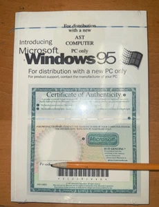1997 Microsoft Windows 95 AST Computer PC Certificate of Authenticity CD/Manual - Picture 1 of 2