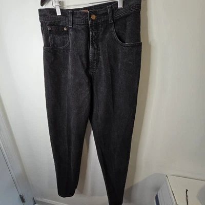 复古 80 年代结构牛仔裤男式 32x33 黑色棉质牛仔布 — 第 1/4 张图片