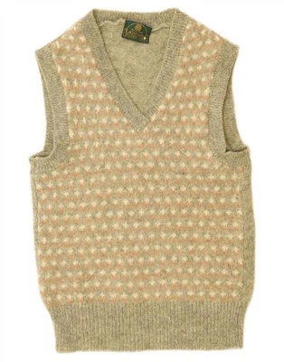 LAKELAND Womens Vest Tank Top UK 6 XS Green Striped New Wool DJ04 - Image 1 of 3