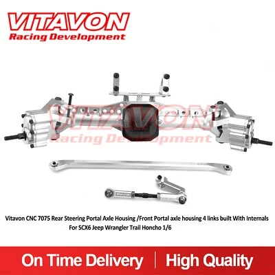 Vitavon CNC  Rear Steering Portal Axle Housing With Internals for SCX6 Silver - Image 1 of 4