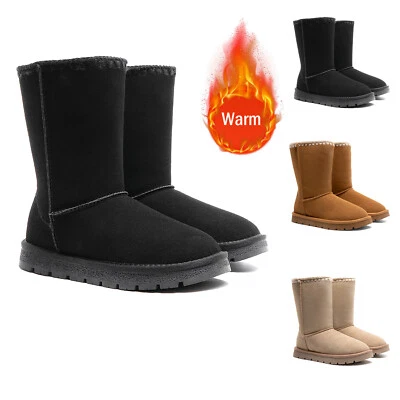 Mujeres Gamuza Media Pantorrilla Invierno Botas para Nieve Imitación Piel Forradas Antideslizantes Botas Cálidas Foto 1 de 4