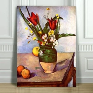 PAUL CEZANNE - Flowers in Vase and Fruit #2 - CANVAS ART PRINT POSTER - 18x12" - Picture 1 of 1