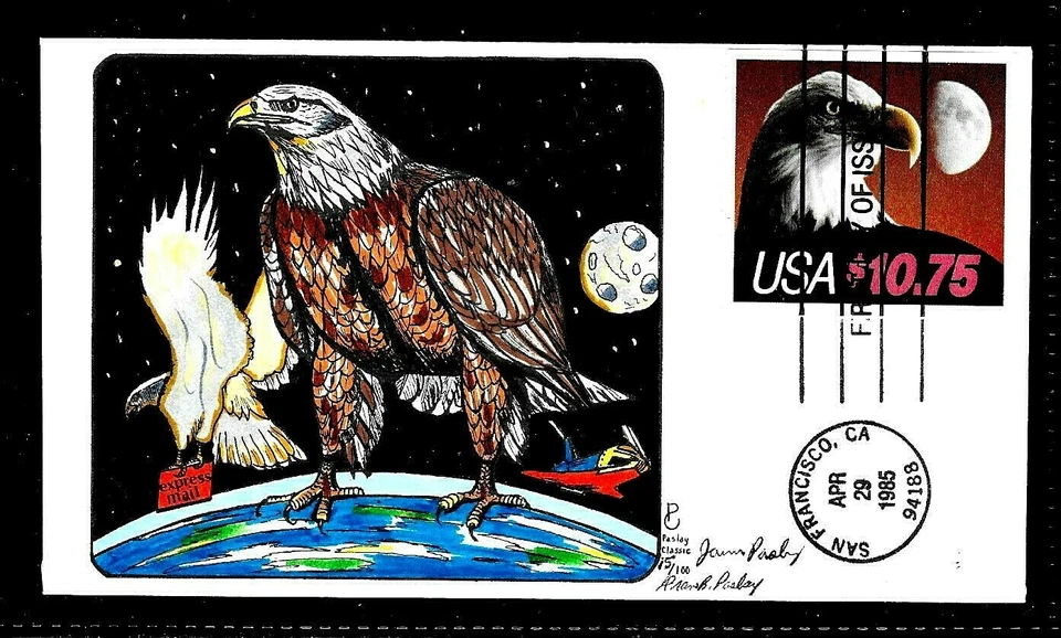 2122 $10.75 Stamp (1985) AMERICAN EAGLE FDC HD/HP BY PASLAY CLASSIC CACHETS - Image 1 of 1