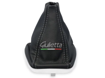 PARA ALFA ROMEO GIULIETTA CAMBIO DE MARCHAS BOTA POLAINA CUERO BORDADO GRIS bandera Foto 1 de 4