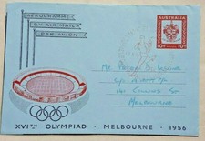 AUSTRALIA 1956 OLYMPIC GAMES AEROGRAMME WITH RED TORCH RELAY POSTMARK