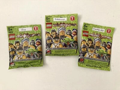 LEGO Minifigures - Series 3  8803 FACTORY SEALED 3-Pack Lot ELF FISHERMAN - Image 1 of 2