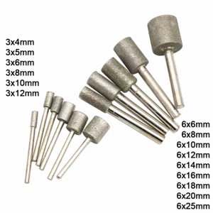 4-25mm Cylinder Diamond Burr Grinding Head Bit 3/6mm Shank For Dremel Rotary - Picture 1 of 4