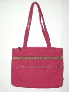 Laura Ashley Zip Closure Purse ~ Heather Pink ~ 14" L x 10" H x 2" D - Picture 1 of 6