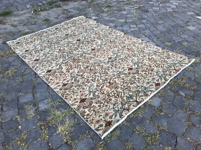 Alfombra antigua turca alfombra bohemia alfombra Oushak alfombra vintage alfombra de lana hecha a mano Foto 1 de 4