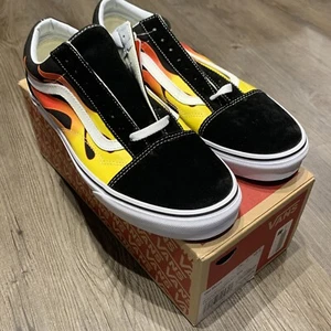 Vans Old Skool Flame Black White Classic Skate Shoes Sneakers Size 10 - Picture 1 of 8
