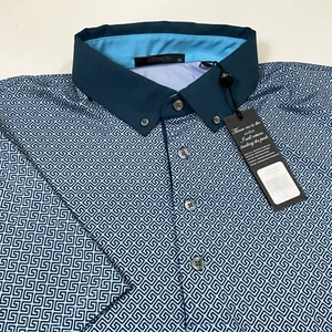 Greyson Golf Waves Print Short Sleeve Polo Shirt Storm Sz XL Pls Read New Defec - Picture 1 of 9