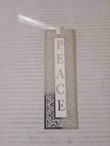 Silver & White Card Stock Paper Peace Festive Holiday Bookmark - Picture 1 of 3