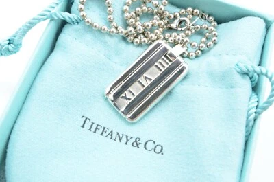 Tiffany & Co. Atlas Etiqueta de Perro Colgante Collar 16" Plata de Ley 925 con Bolsa Foto 1 de 4