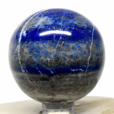 Boule En Cristal Naturel En Lapis Lazuli Bleu Avec Pyrite De 46Mm D'Afghanistan - Photo 1/4