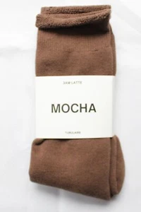 3AM Latte Unisex Adults' Raw-Edge Knitted Crew Socks DM3 Mocha Large NWT - Picture 1 of 4