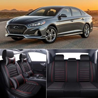 For Hyundai Sonata 5-Seat Full Set Car Seat Covers Front + Rear Cushion Leather Foto 1 de 4