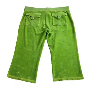 JUICY COUTURE Terry Cloth Capri Pants Medium Lime Green USA Cargo Pocket Y2K - Picture 1 of 20