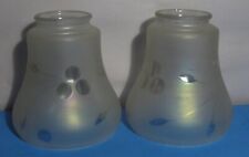 Pair Antique Iridescent Carnival Frosted Cut Glass  2 1/4" Fitter Shades
