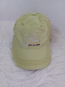 Gorra ajustable LIFE IS GOOD SMILE verde claro 100 % algodón púrpura por dentro - Imagen 1 de 13