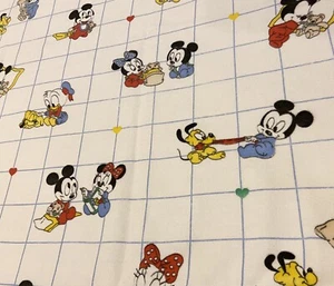 Vtg Dundee Disney Babies Mickey Minnie Flannel Receiving Baby Blanket Hearts - Picture 1 of 11