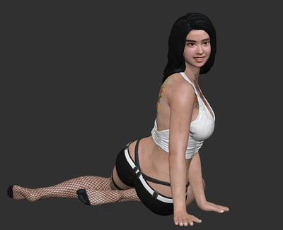 Resin Diorama 1:64 Gothic Shorts Leaning Girl Mini Figurine Doll Toy Scene Props - Image 1 of 3