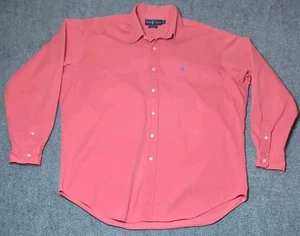 Polo Ralph Lauren de colección para hombre grande color salmón azul negro pony abotonado - Imagen 1 de 9