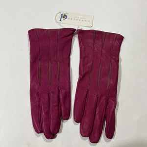 PORTOLANO Damen Leder Handschuhe Seide gefüttert Größe 7 1/2 rosa Italy - Bild 1 von 14