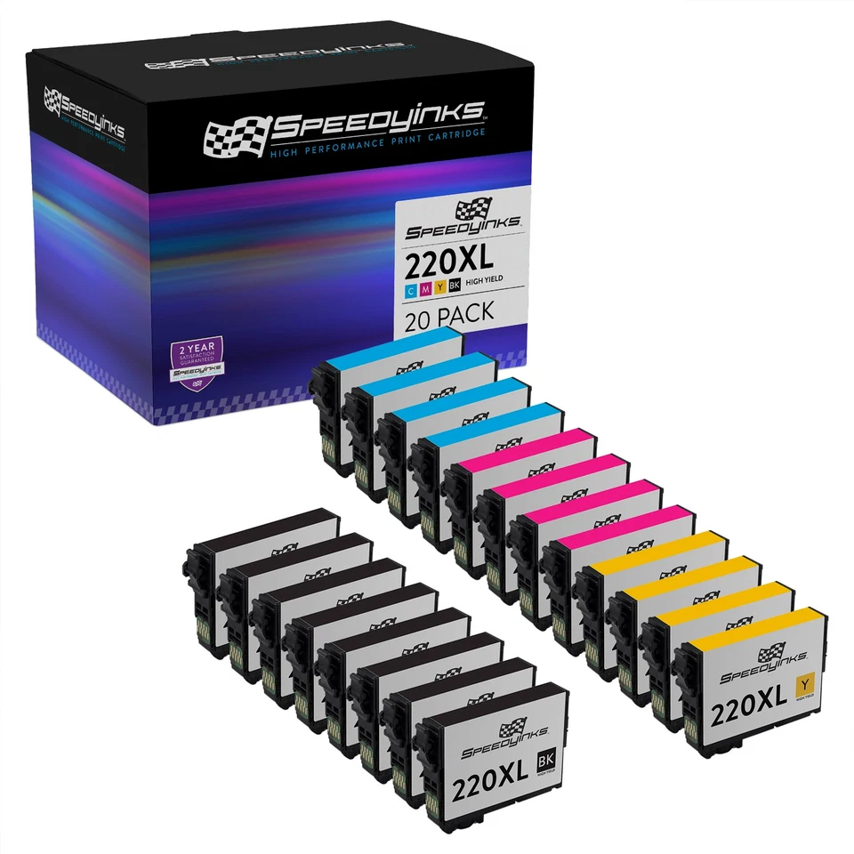 Juego de 20 cartuchos de tinta PK para Epson 220XL T220XL 220 XL negro cian magenta amarillo Foto 1 de 4