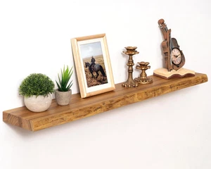 40 Inch Floating Shelves for Wall Elm Wood Live Edge Shelves Wall Mounted|Rustic - Picture 1 of 7