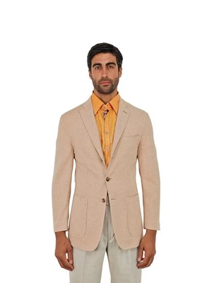$1490 RUBINACCI NAPOLI Beige Pink Unlined Jacket Sport Coat 100% Raw Silk - Image 1 of 4