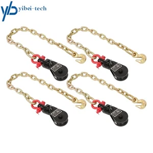 4PCS 2Tons Snatch Block | 3" Sheave for 3/8" Inch Wire Rope with G70 Chain Black - Picture 1 of 13